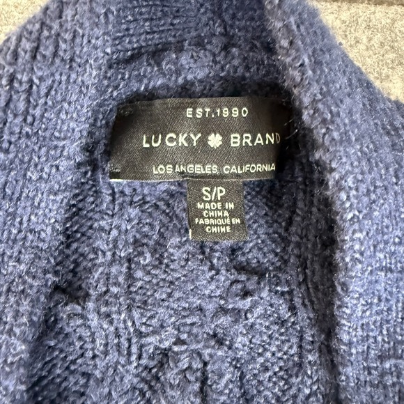 Lucky Brand Venice Cable Knit Chunky Cardigan Sweater S‎ American Navy Classic - Picture 3 of 5